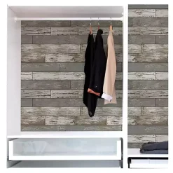 Kirklands Home Gray Reclaimed Wood Peel & Stick Wallpaper Best