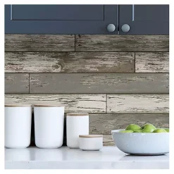 Kirklands Home Gray Reclaimed Wood Peel & Stick Wallpaper Best
