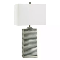 Kirklands Home Ribbed Ceramic Rectangular Table Lamp Gray Online
