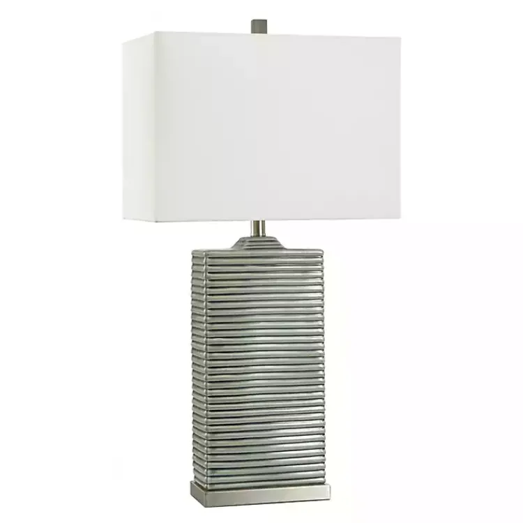 Kirklands Home Ribbed Ceramic Rectangular Table Lamp Gray Online