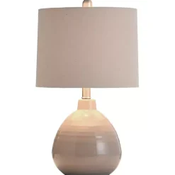 Kirklands Home Gray Ribbed Ceramic Table Lamp Ivory Sale