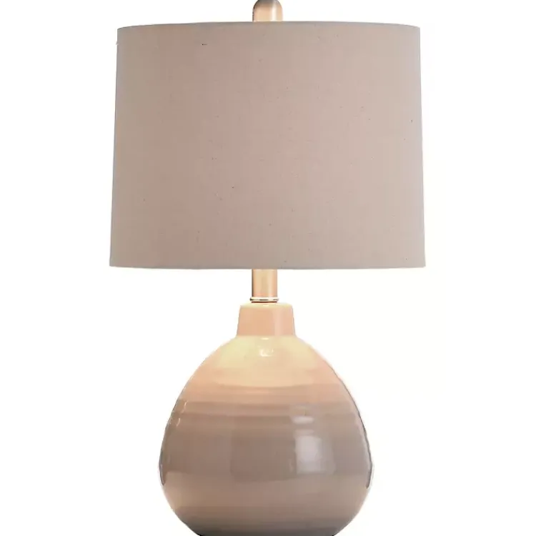 Kirklands Home Gray Ribbed Ceramic Table Lamp Ivory Sale