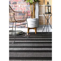 Kirklands Home Gray Robin Stripe Outdoor Rug, 5x8 Best