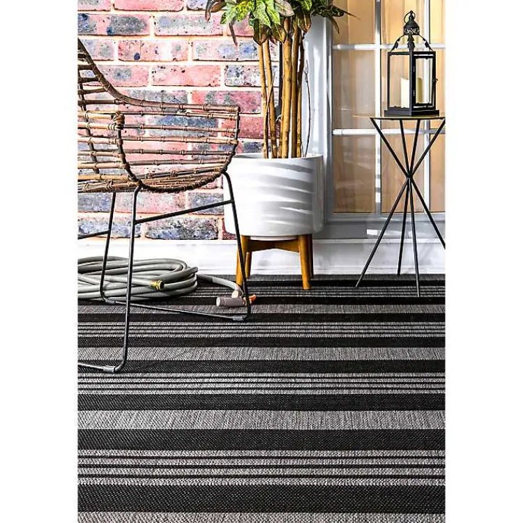 Kirklands Home Gray Robin Stripe Outdoor Rug, 5x8 Best
