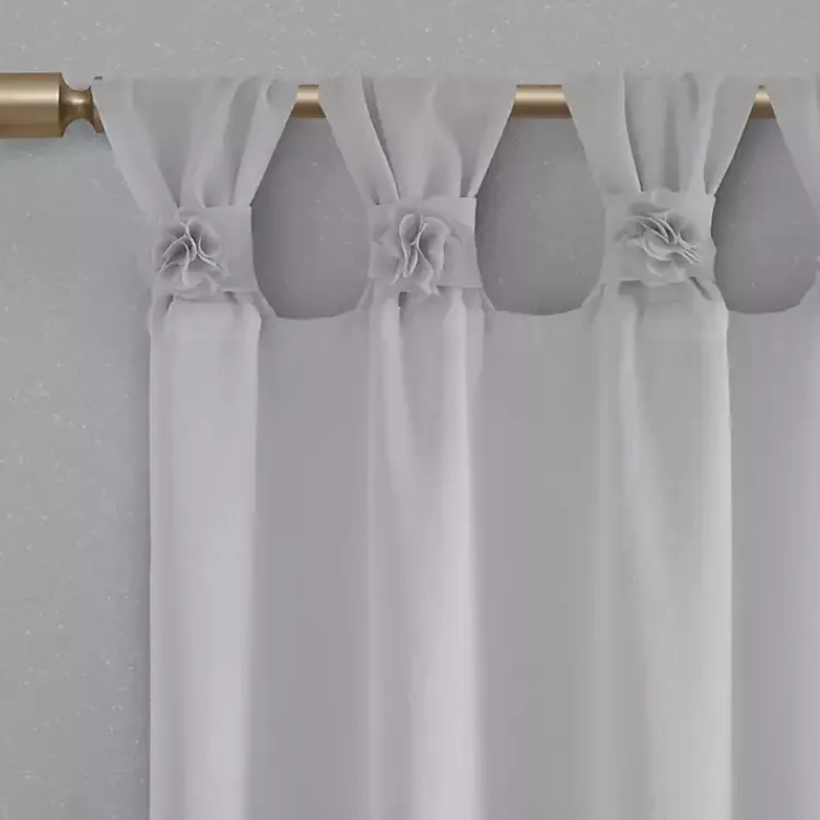 Kirklands Home Rosette Tab Top Curtain Panel, 63 in. Gray Hot
