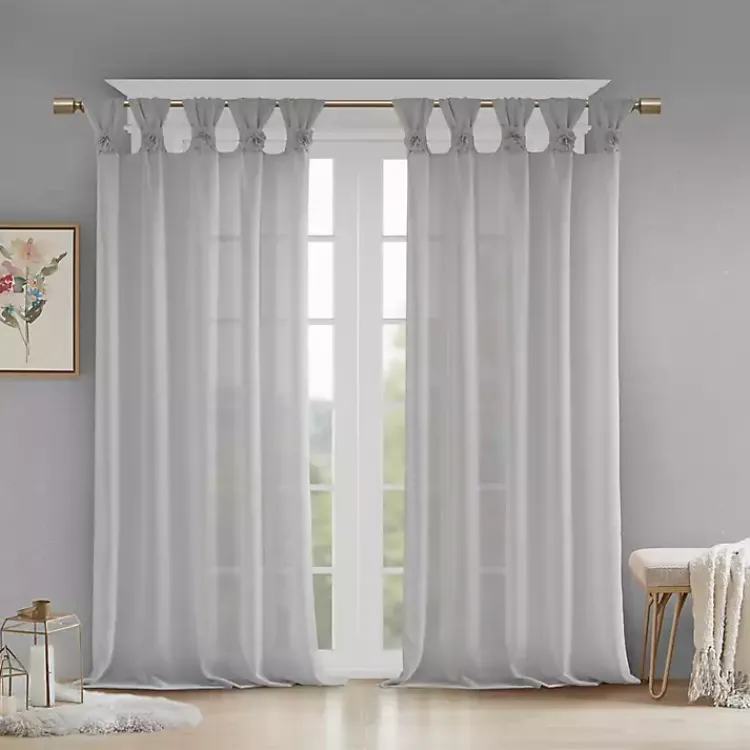 Kirklands Home Rosette Tab Top Curtain Panel, 95 in. Gray Sale