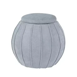 Kirklands Home Rounded Oval Storage Ottoman Gray Outlet