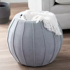 Kirklands Home Rounded Oval Storage Ottoman Gray Outlet