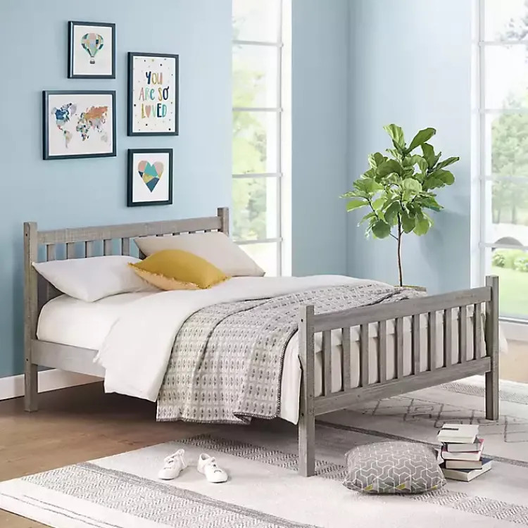 Kirklands Home Rustic Spindleback Full Bed Frame Gray Clearance