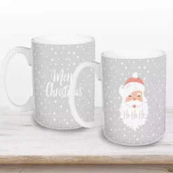 Christmas Dining & Entertaining>Kirklands Home Gray Santa Mugs, Set of 2