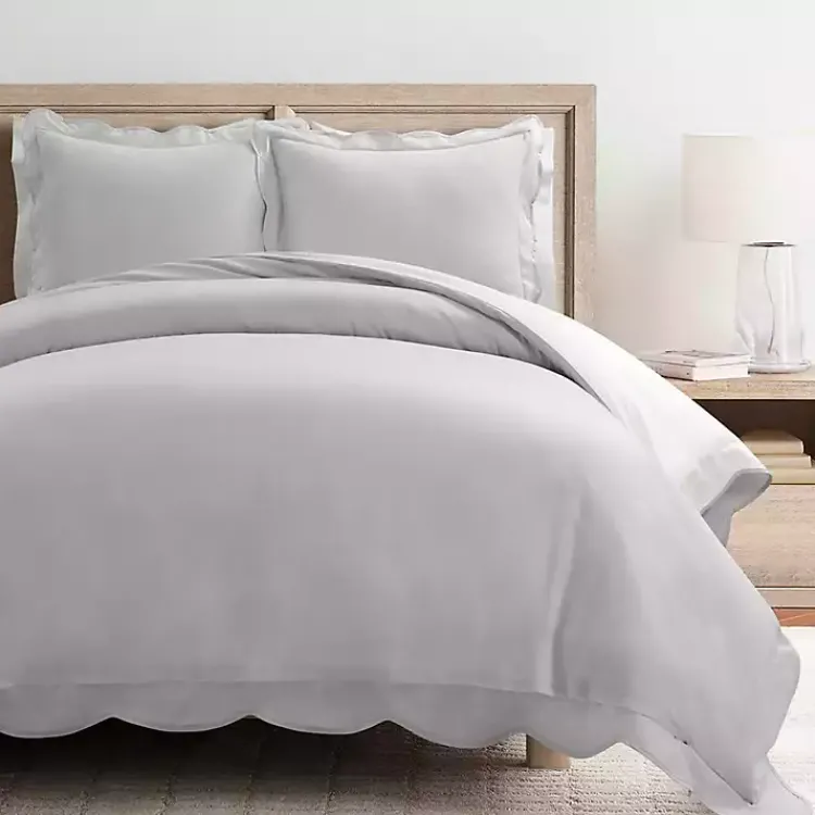 Kirklands Home Gray Scallop Edge 3-pc. Full/Queen Duvet Cover Set Sale