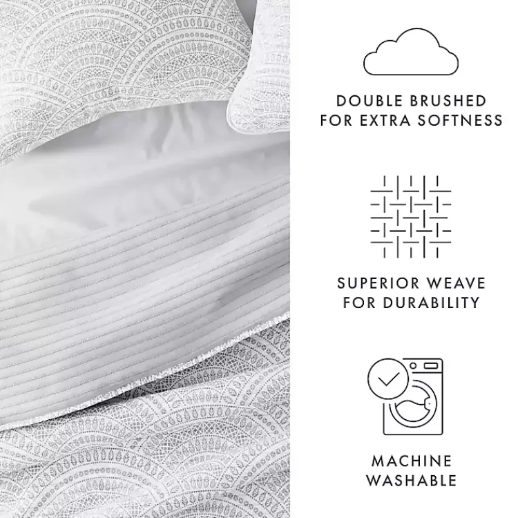 Kirklands Home Gray Scalloped Reversible 3-pc. Queen Quilt Set Discount