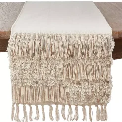 Kirklands Home Gray Sequin Fringe Cotton Table Runner