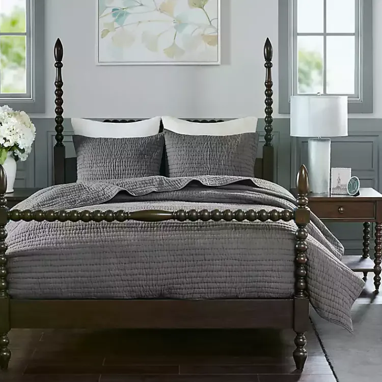 Kirklands Home Serene Quilted 3-pc. King Coverlet Set Gray Hot