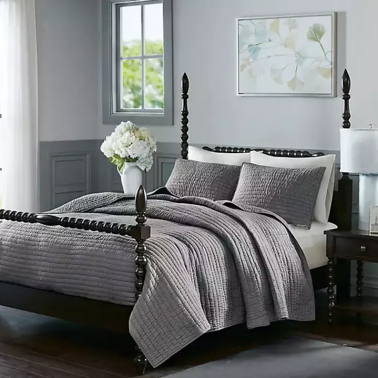 Kirklands Home Serene Quilted 3-pc. King Coverlet Set Gray Hot