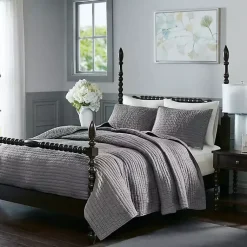 Kirklands Home Serene Quilted 3-pc. Queen Coverlet Set Gray Discount