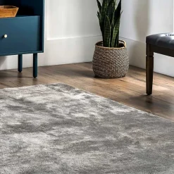 Kirklands Home Shag Washable Area Rug, 5x8 Gray Clearance