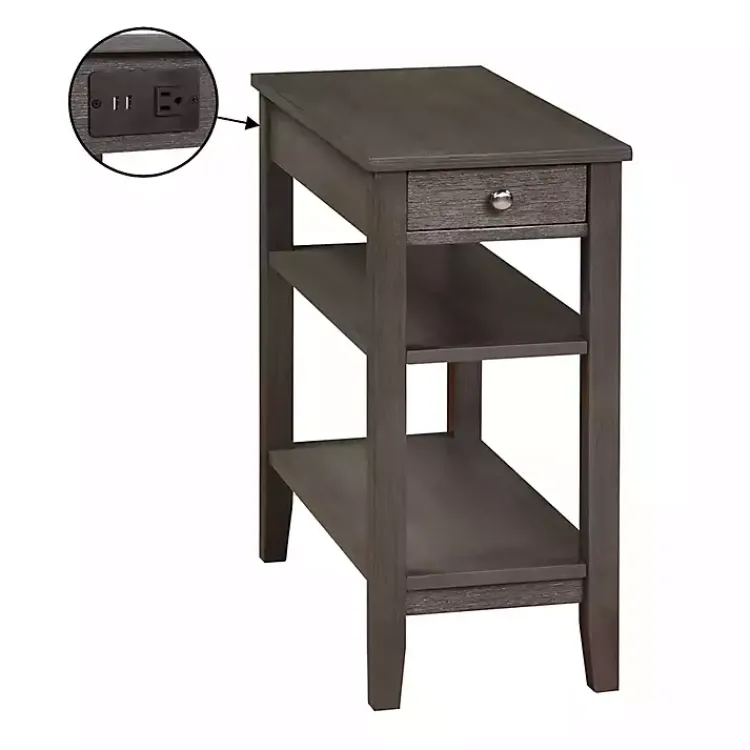 Kirklands Home 2-Shelf Charging Accent Table Gray Best