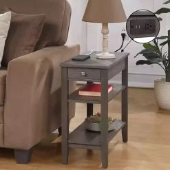 Kirklands Home 2-Shelf Charging Accent Table Gray Best