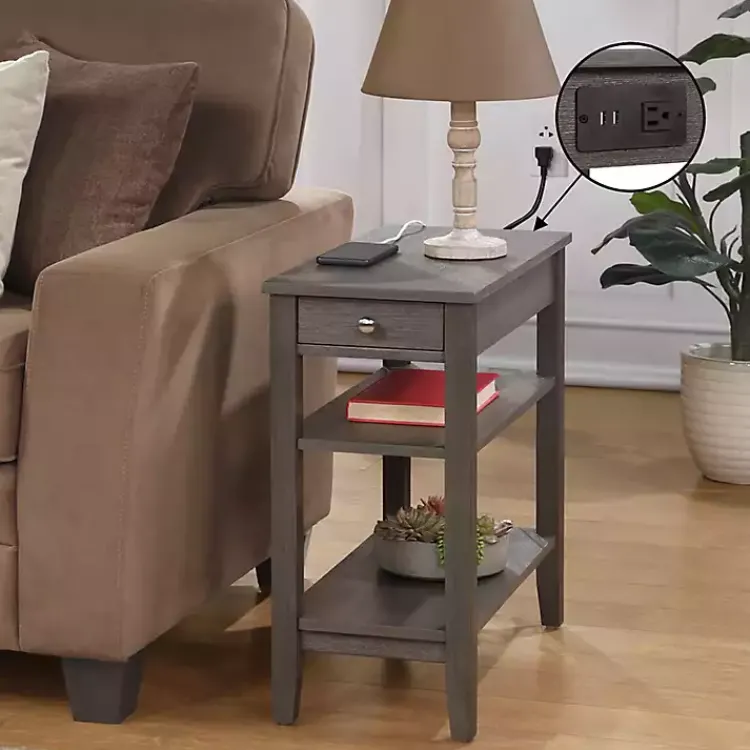 Kirklands Home 2-Shelf Charging Accent Table Gray Best
