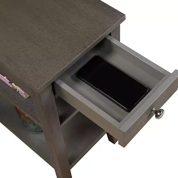 Kirklands Home 2-Shelf Charging Accent Table Gray Best