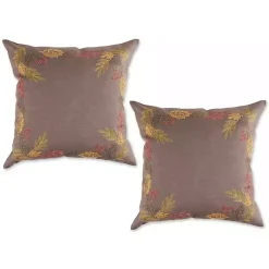 Fall>Kirklands Home Gray Shimmer Leaves 2-pc. Harvest Pillow Cover Set