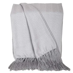 Blankets & Throws>Kirklands Home Simple Chevron Tassel Throw Gray