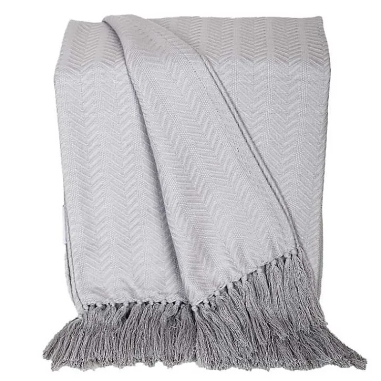 Blankets & Throws>Kirklands Home Simple Chevron Tassel Throw Gray