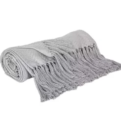 Blankets & Throws>Kirklands Home Simple Chevron Tassel Throw Gray