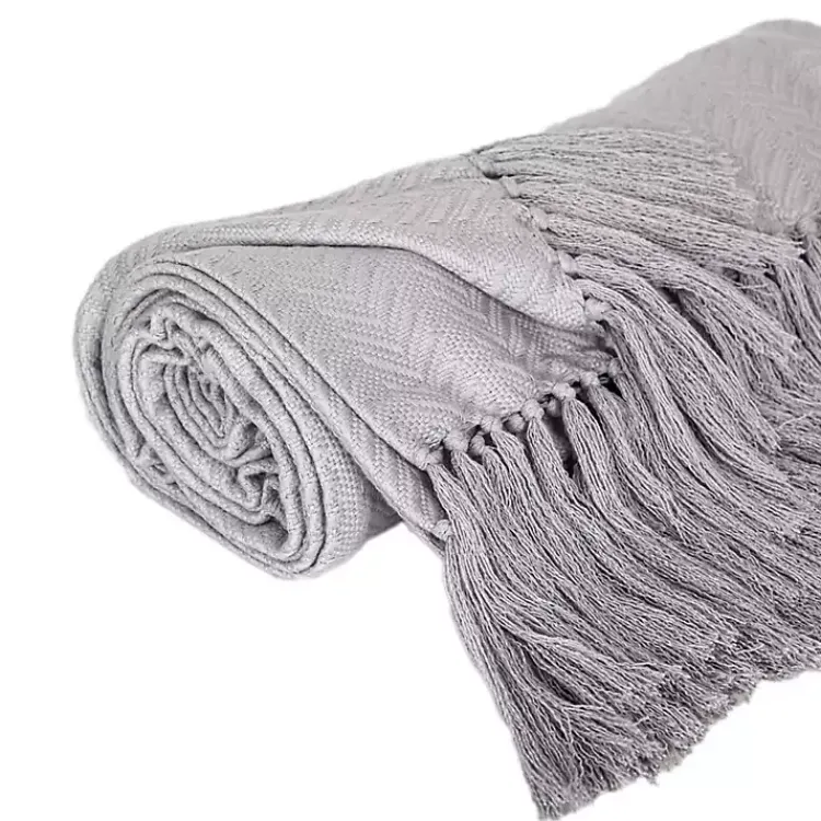 Blankets & Throws>Kirklands Home Simple Chevron Tassel Throw Gray