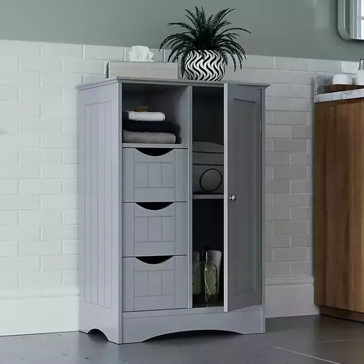 Kirklands Home Single Door 3-Drawer Cabinet Gray Discount