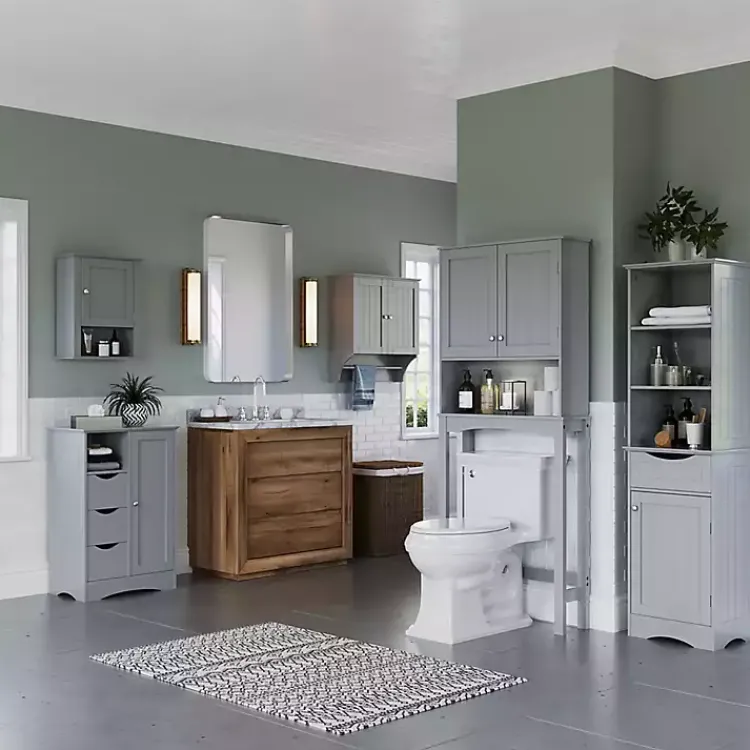 Kirklands Home Single Door 3-Drawer Cabinet Gray Discount