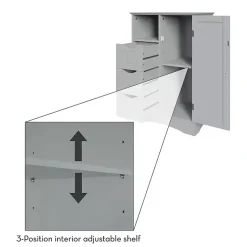 Kirklands Home Single Door 3-Drawer Cabinet Gray Discount