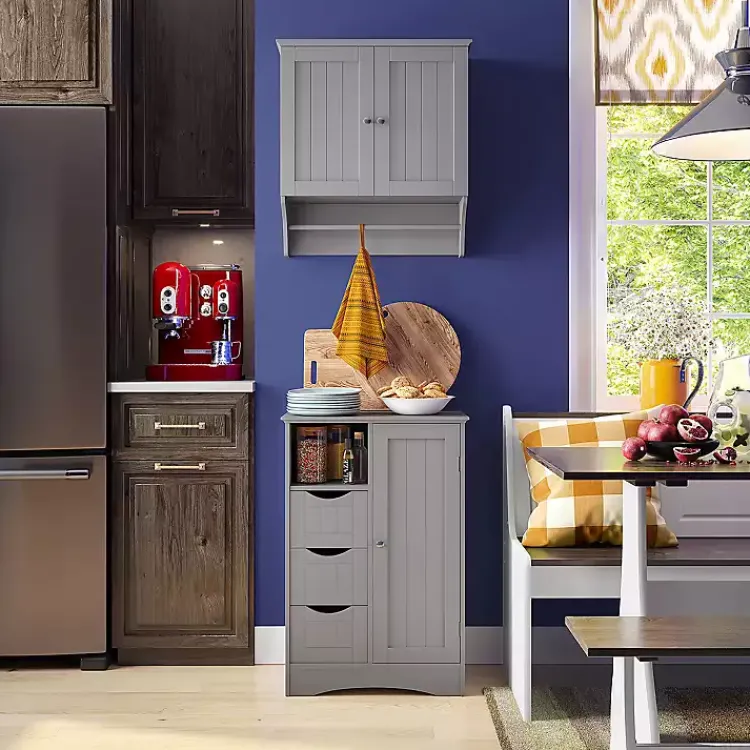 Kirklands Home Single Door 3-Drawer Cabinet Gray Discount