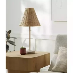 Kirklands Home Sirocco Table Lamp with Rattan Shade Gray