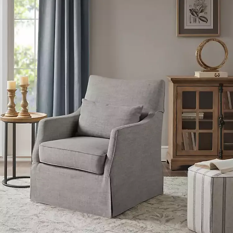 Kirklands Home Skirted Swivel Martha Stewart Accent Chair Gray Clearance