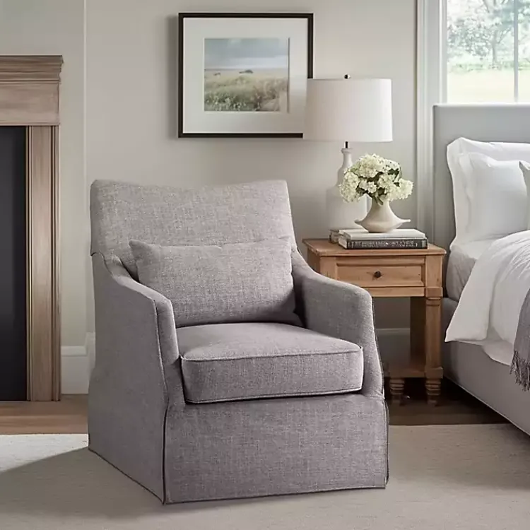 Kirklands Home Skirted Swivel Martha Stewart Accent Chair Gray Clearance