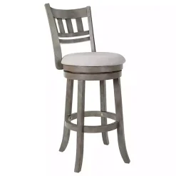 Kirklands Home Slatted Back Upholstered Swivel Bar Stool Gray Best