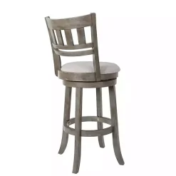 Kirklands Home Slatted Back Upholstered Swivel Bar Stool Gray Best