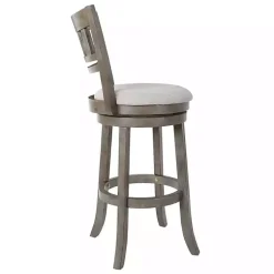Kirklands Home Slatted Back Upholstered Swivel Bar Stool Gray Best