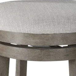 Kirklands Home Slatted Back Upholstered Swivel Bar Stool Gray Best
