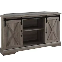 Kirklands Home Sliding Barn Doors Corner TV Stand Gray Best