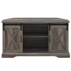 Kirklands Home Sliding Barn Doors Corner TV Stand Gray Best