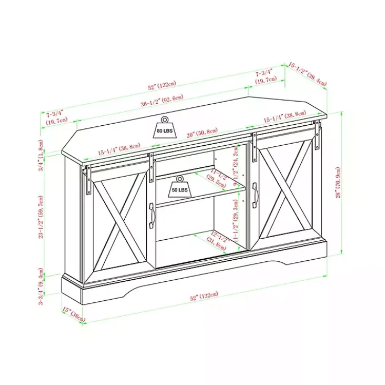 Kirklands Home Sliding Barn Doors Corner TV Stand Gray Best
