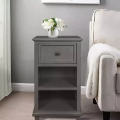 Kirklands Home Slim Wooden 2-Shelf Side Table Gray Online