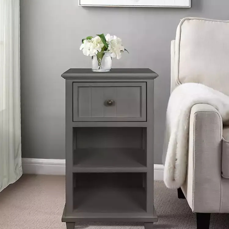 Kirklands Home Slim Wooden 2-Shelf Side Table Gray Online