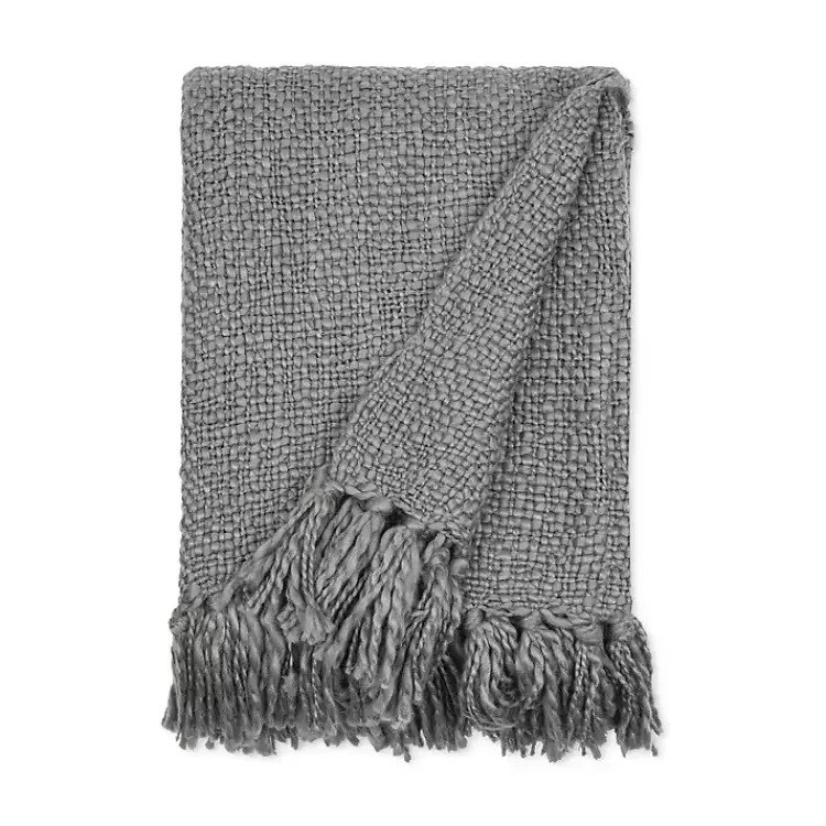 Blankets & Throws>Kirklands Home Slubbed Yarn Throw Gray