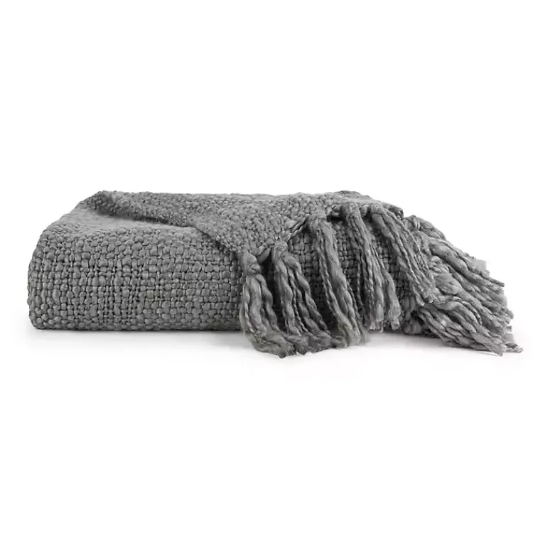 Blankets & Throws>Kirklands Home Slubbed Yarn Throw Gray