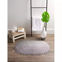 Kirklands Home Small Crochet Oval Bath Mat Gray Sale