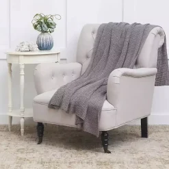 Blankets & Throws>Kirklands Home Soft Knitted Throw Gray